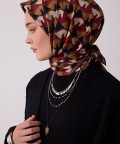 BELLİ Geometrik Desen %100 Twill İpek Eşarp 4406-06