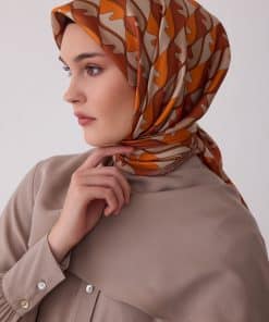 BELLİ Geometrik Desen %100 Twill İpek Eşarp 4406-55