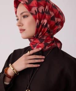 BELLİ Geometrik Desen %100 Twill İpek Eşarp 4406-33