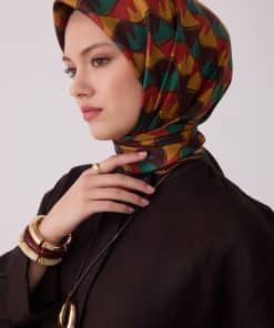 BELLİ Geometrik Desen %100 Twill İpek Eşarp 4406-84