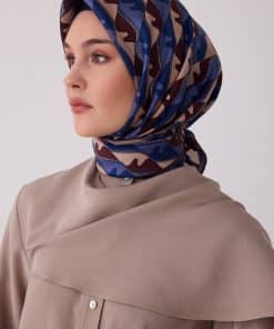 BELLİ Geometrik Desen %100 Twill İpek Eşarp 4406-34