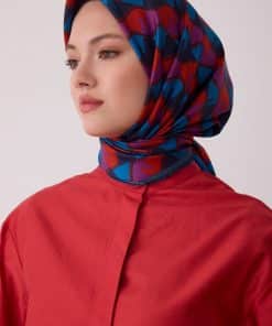 BELLİ Geometrik Desen %100 Twill İpek Eşarp 4406-31