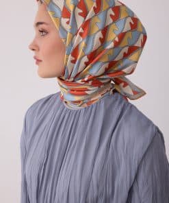 BELLİ Geometrik Desen %100 Twill İpek Eşarp 4406-85