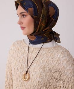 BELLİ Geometrik Desen %100 Twill İpek Eşarp 4400-81