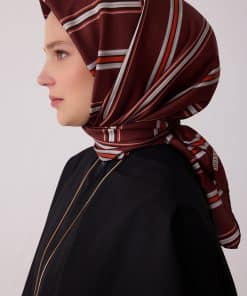 BELLİ Geometrik Desen %100 Twill İpek Eşarp 4405-54