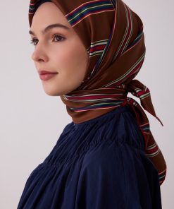 BELLİ Geometrik Desen %100 Twill İpek Eşarp 4405-32